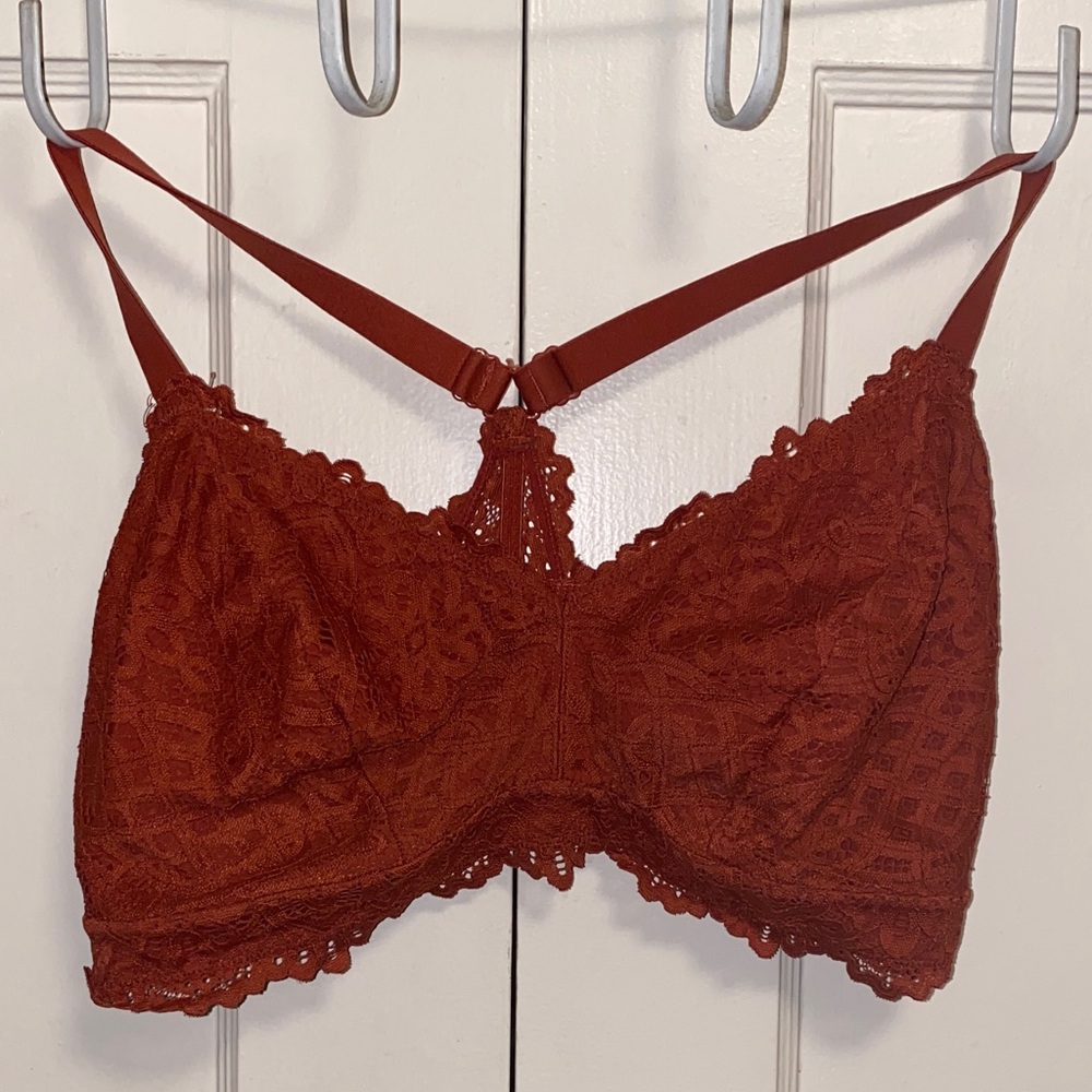 Auden 1X Rust Orange Lightly Lined Lace Bralette